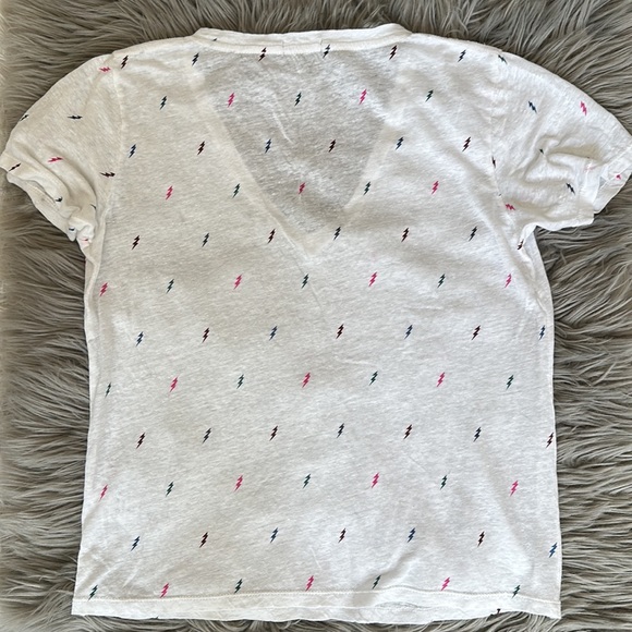 Rails Cara Rainbow Lightning Bolts V-Neck Linen Blend Tee - Picture 4 of 5